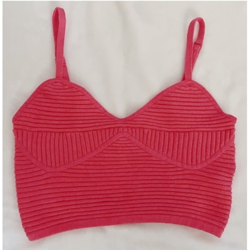 Pink Ribbed Knit Top, Aerie, Size Small